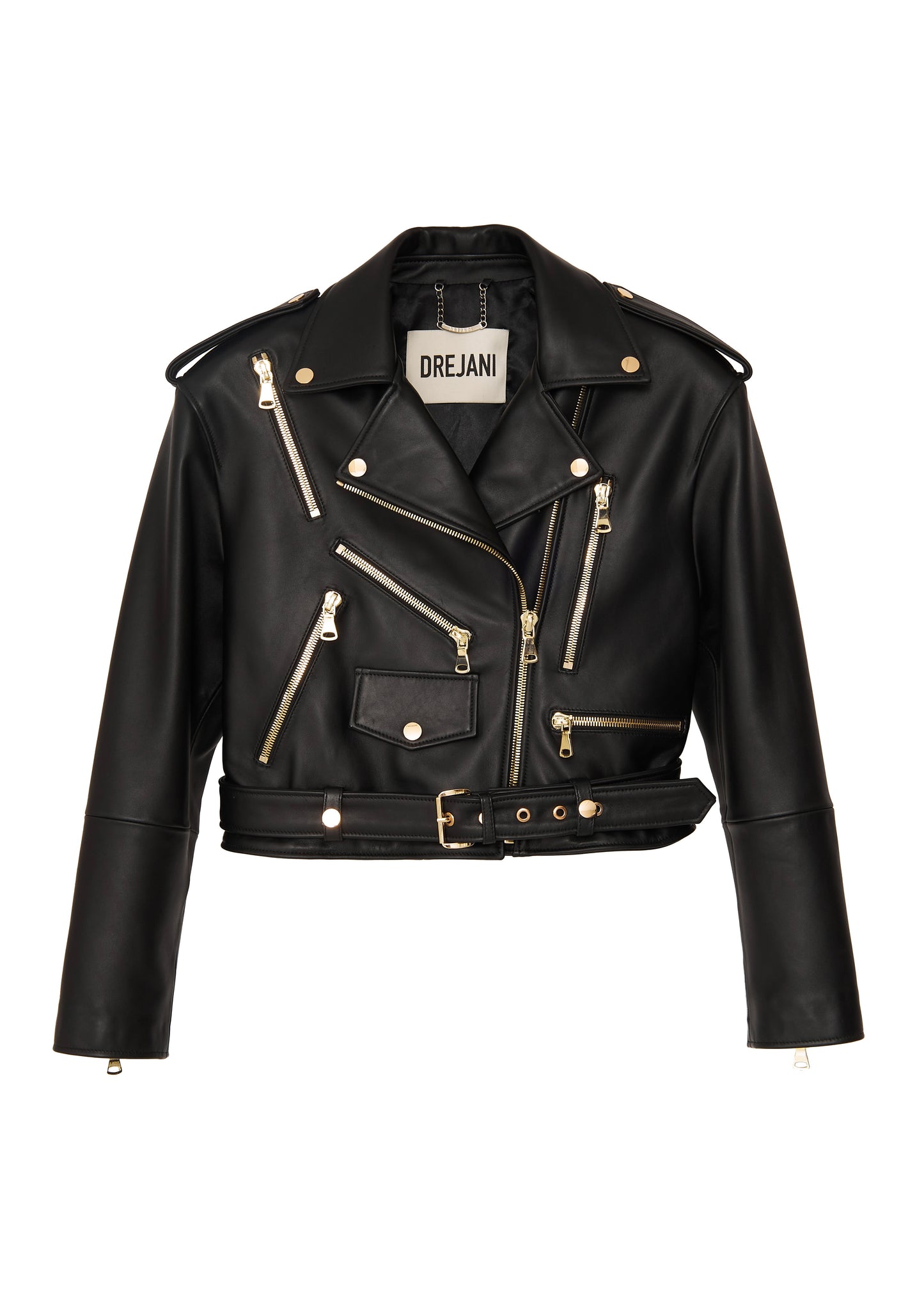 GOLD BIKER LEATHER JACKET