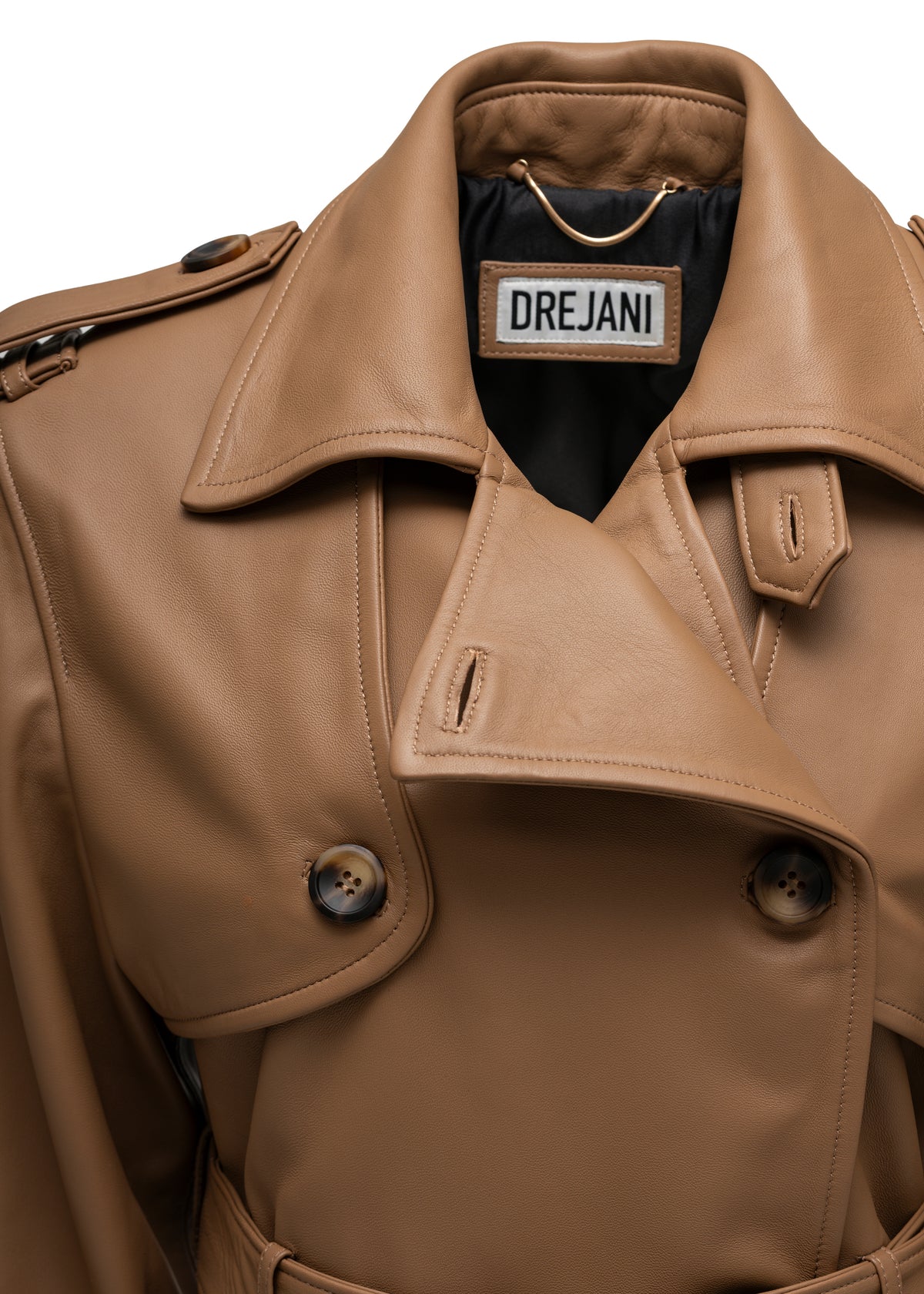 BUTTON LEATHER JACKET CAMEL