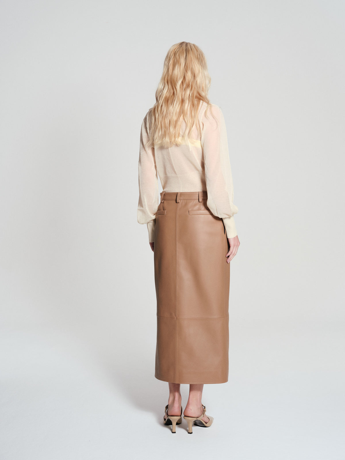 DIANA LEATHER SKIRT CAMEL