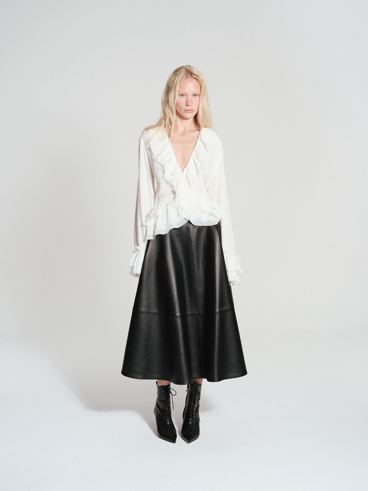 ADARA LEATHER SKIRT BLACK