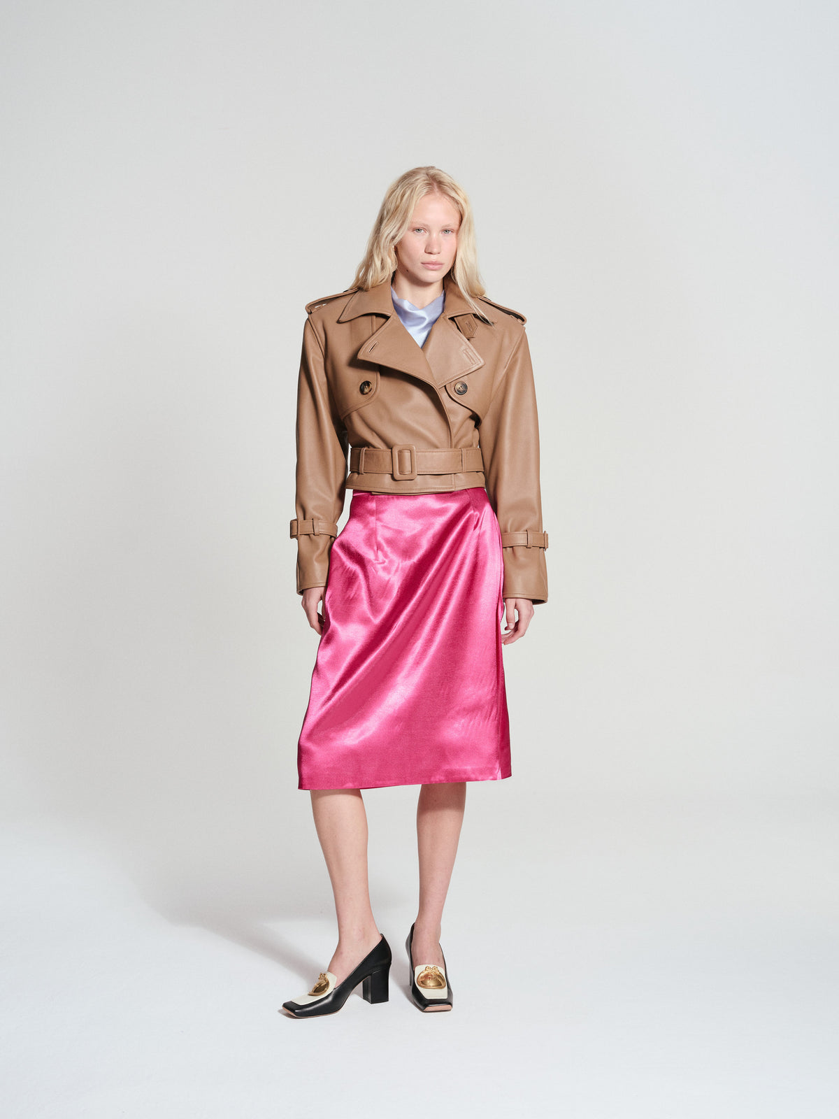 BUTTON LEATHER JACKET CAMEL