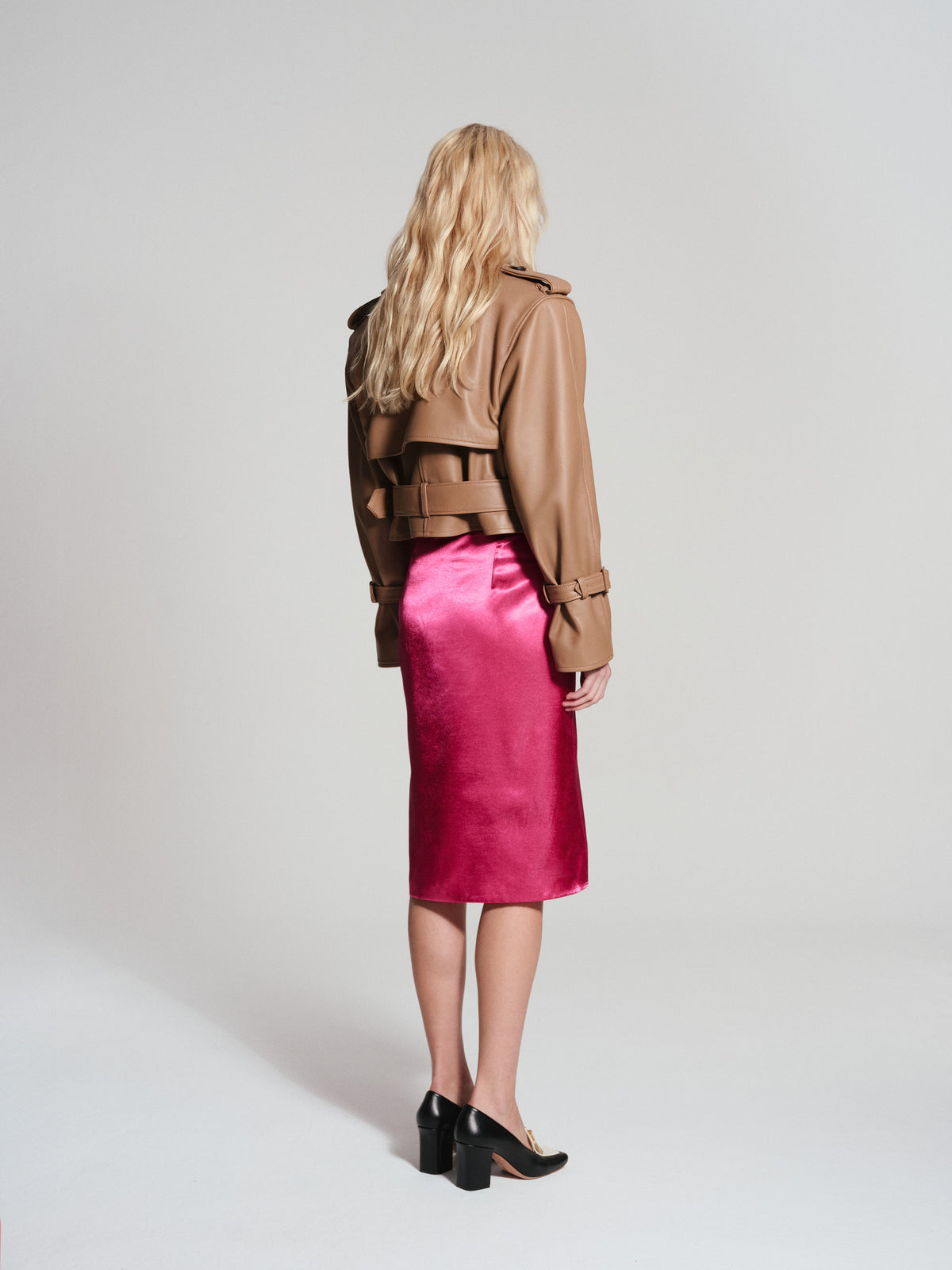 BUTTON LEATHER JACKET CAMEL