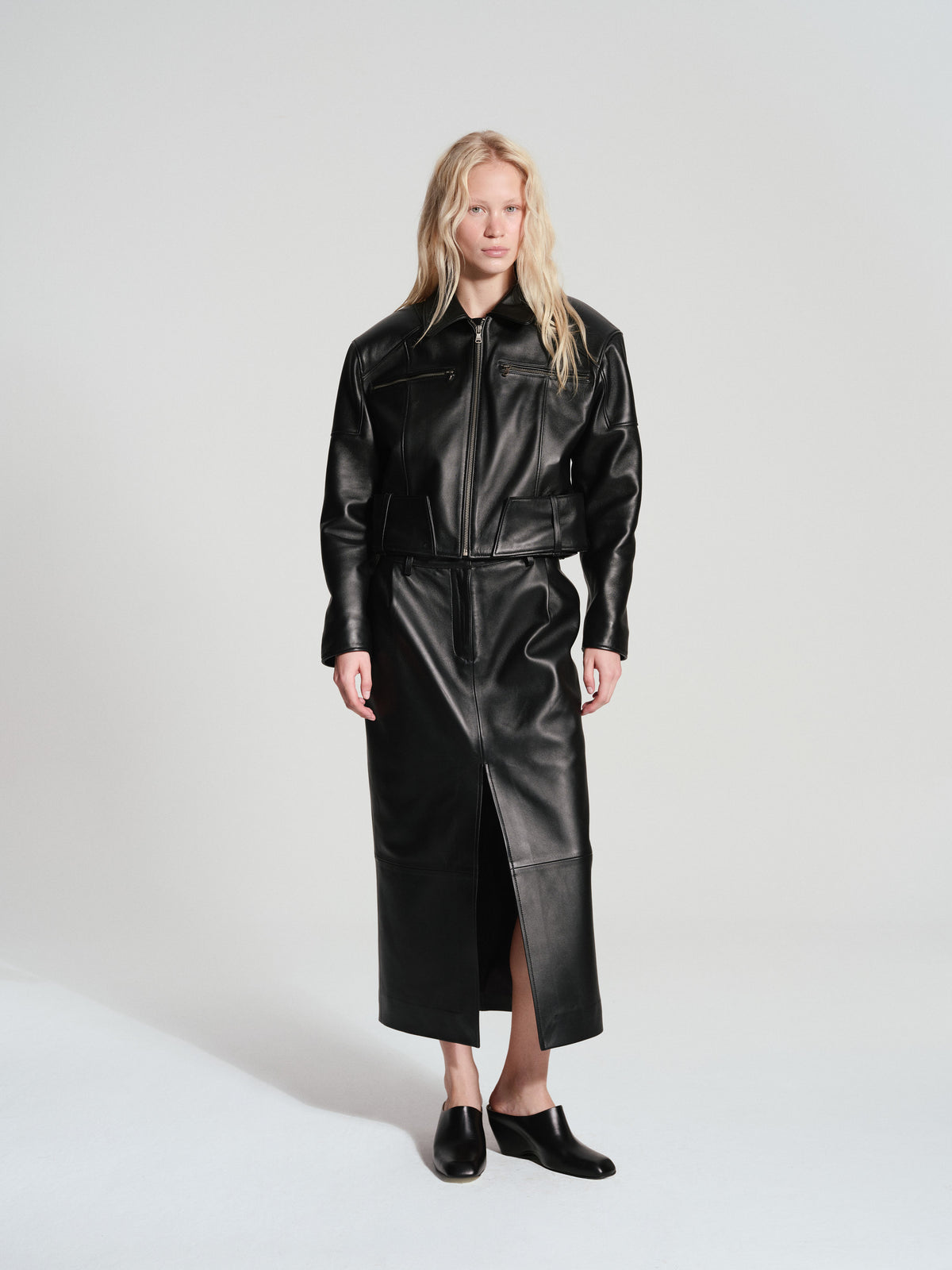 DIANA LEATHER SKIRT BLACK