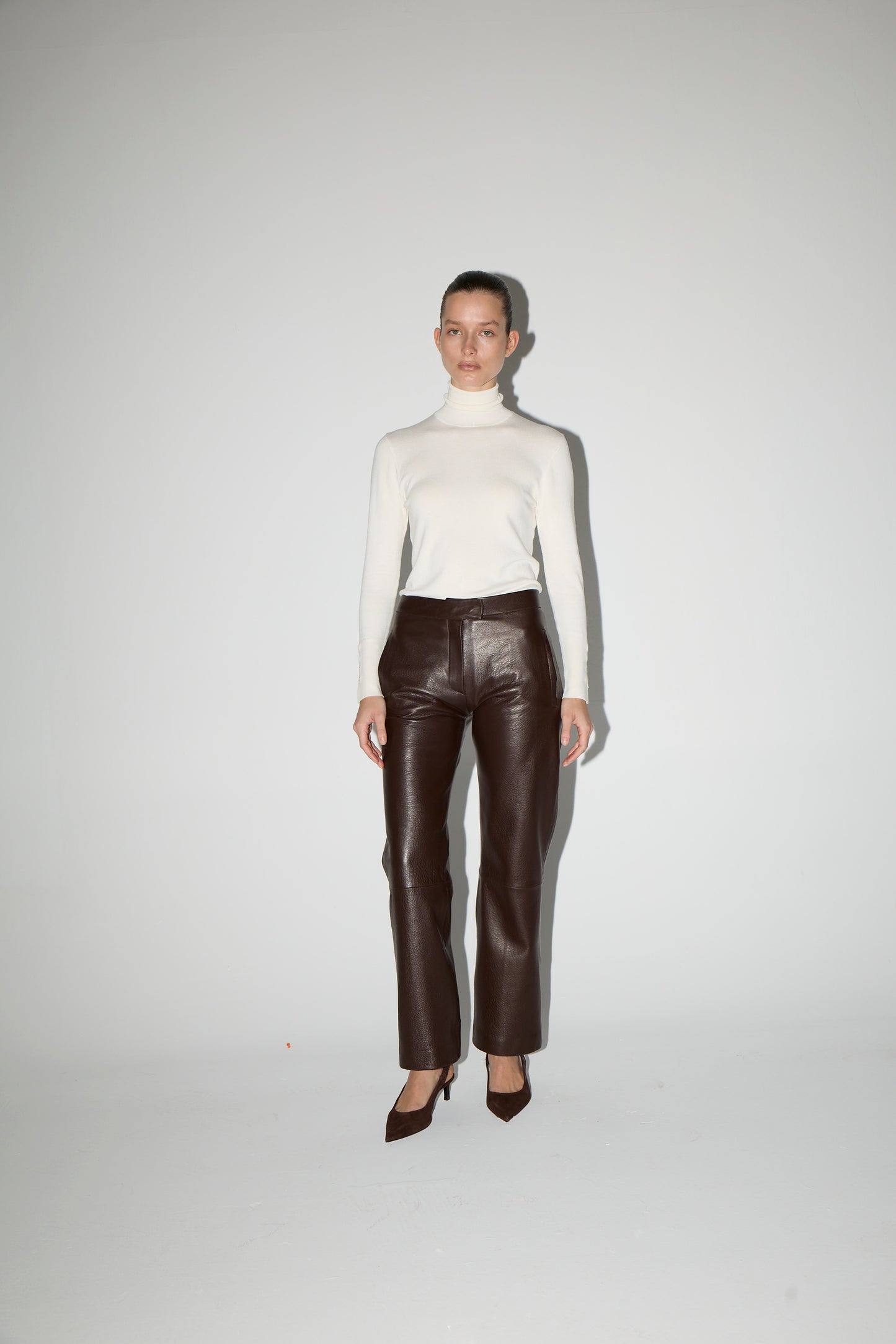 KIRA LEATHER PANTS – BROWN