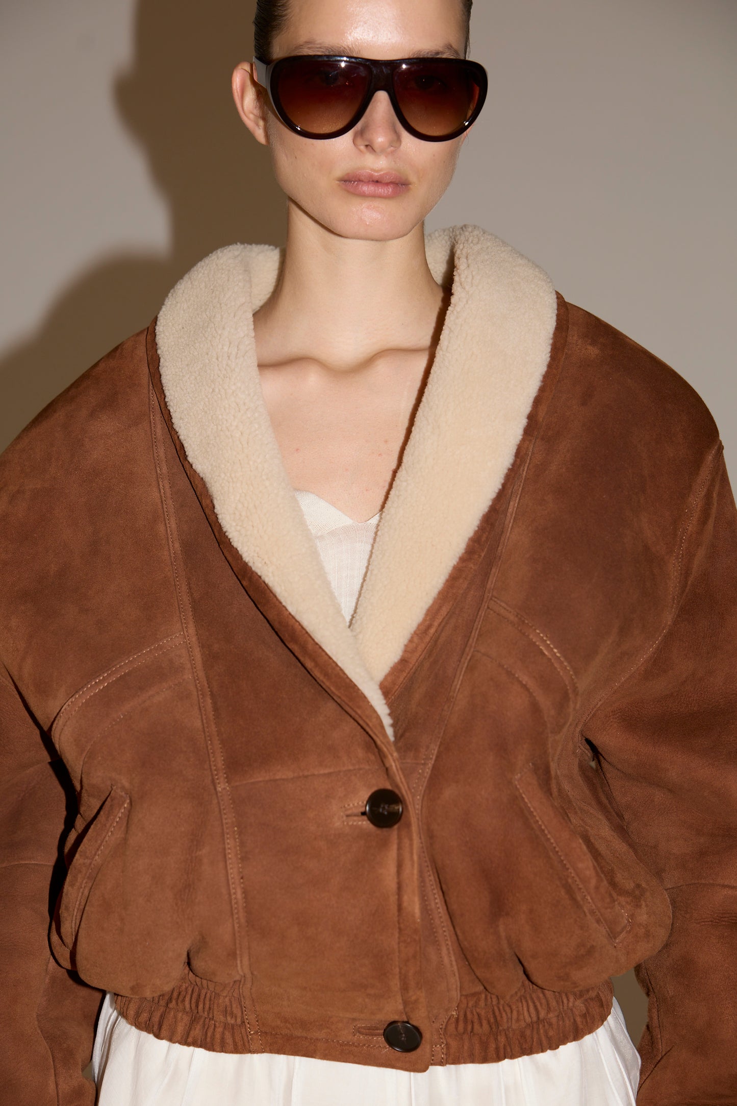 SABINA SHEARLING LEATHER JACKET