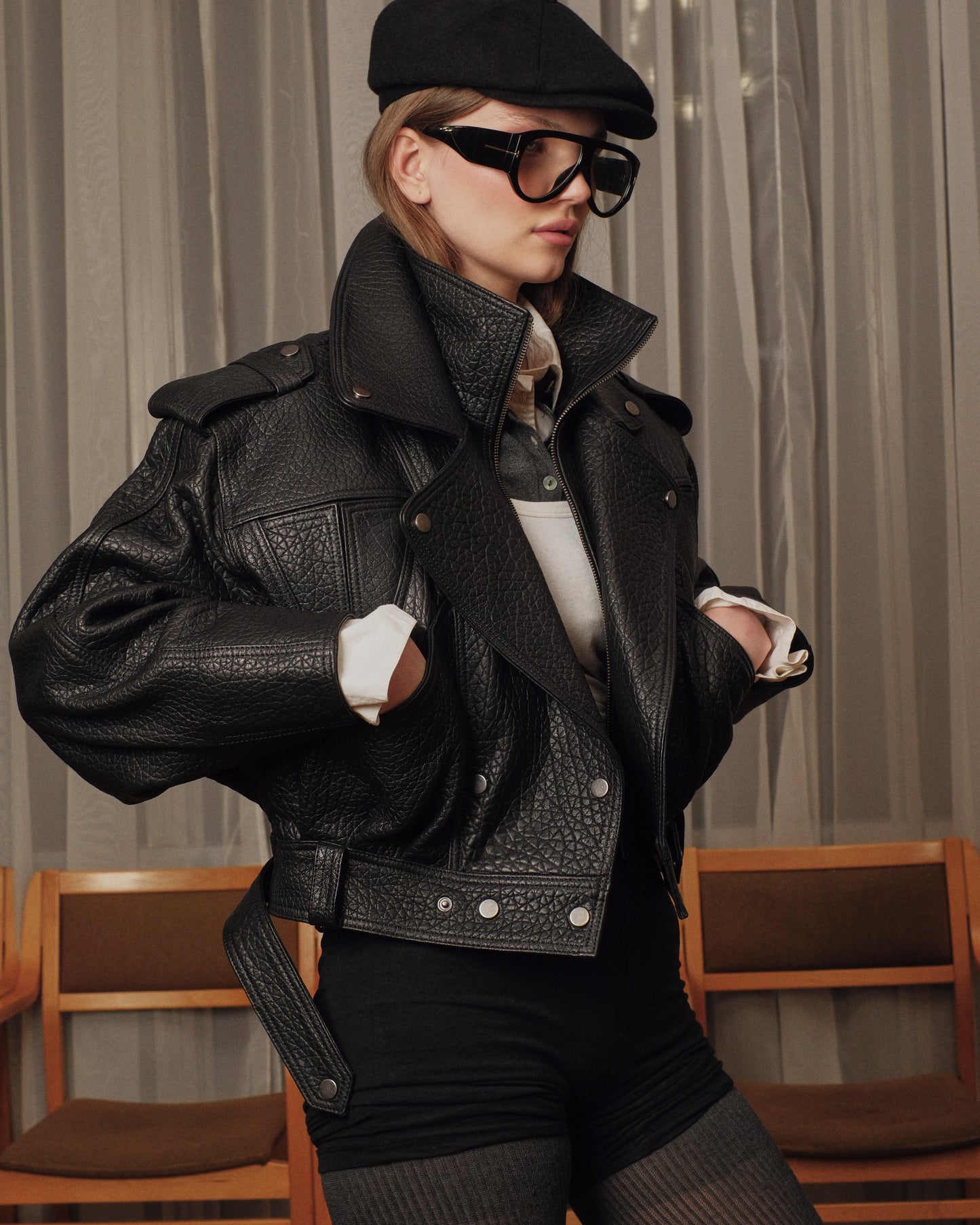 V'OMBRE LEATHER JACKET