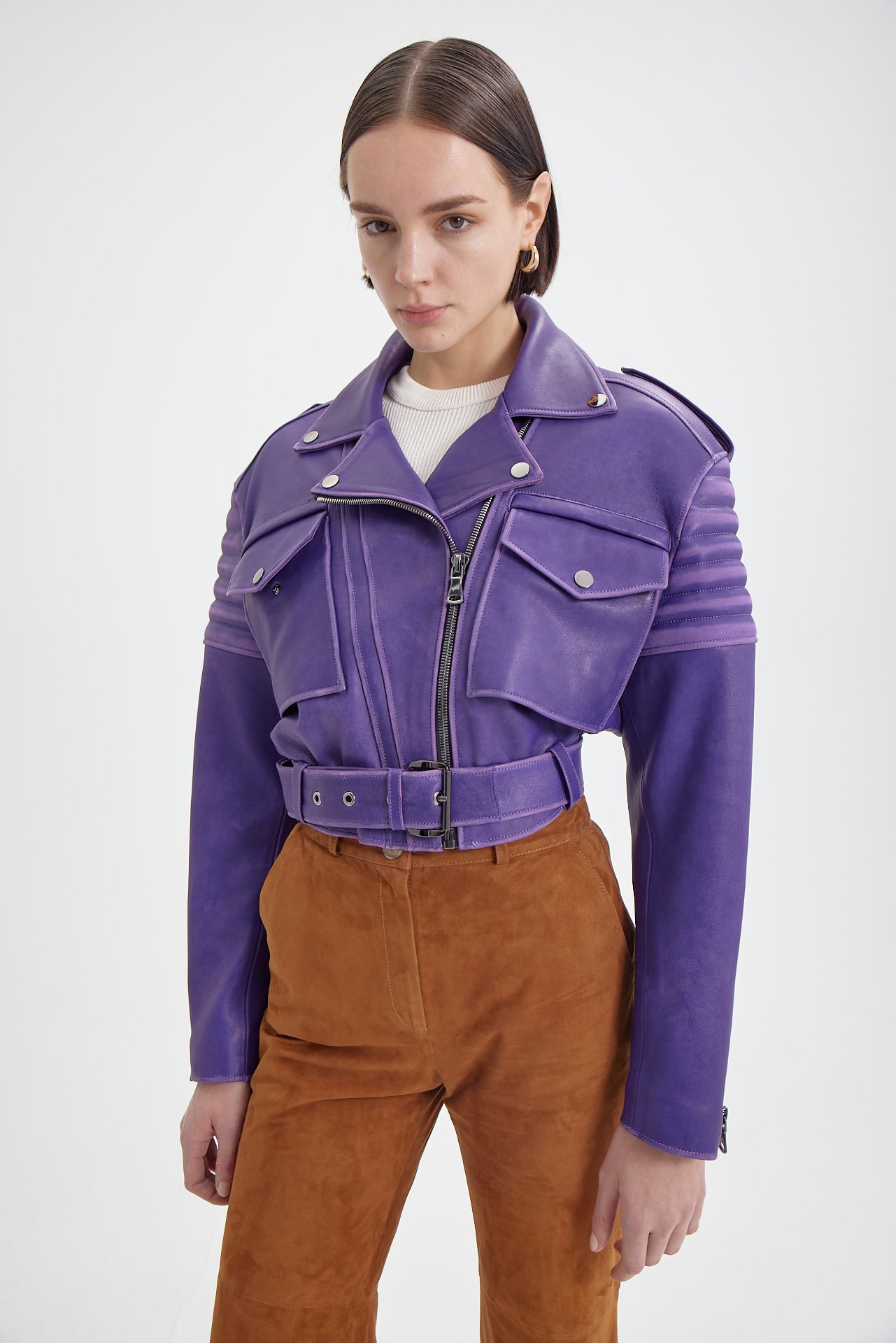 ROYAL PURPLE LEATHER BIKER JACKET