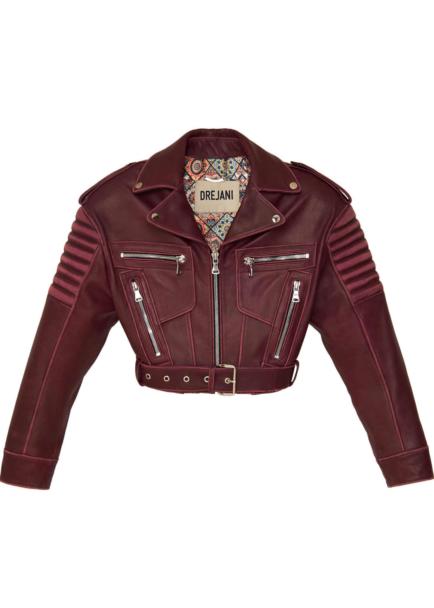 Burgundy Moto Jacket front view