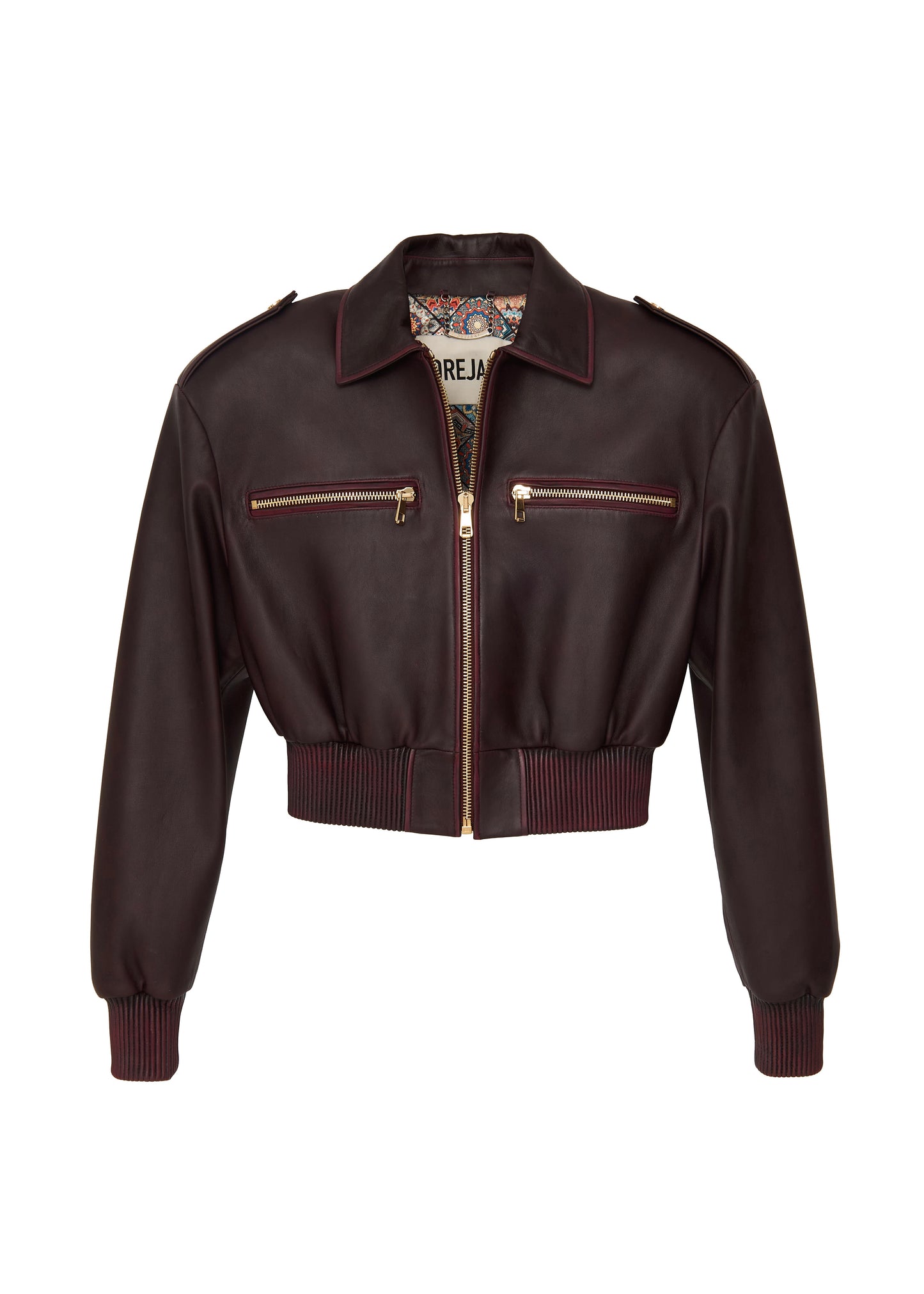 BURGUNDY SILKY SHORT BOMBER