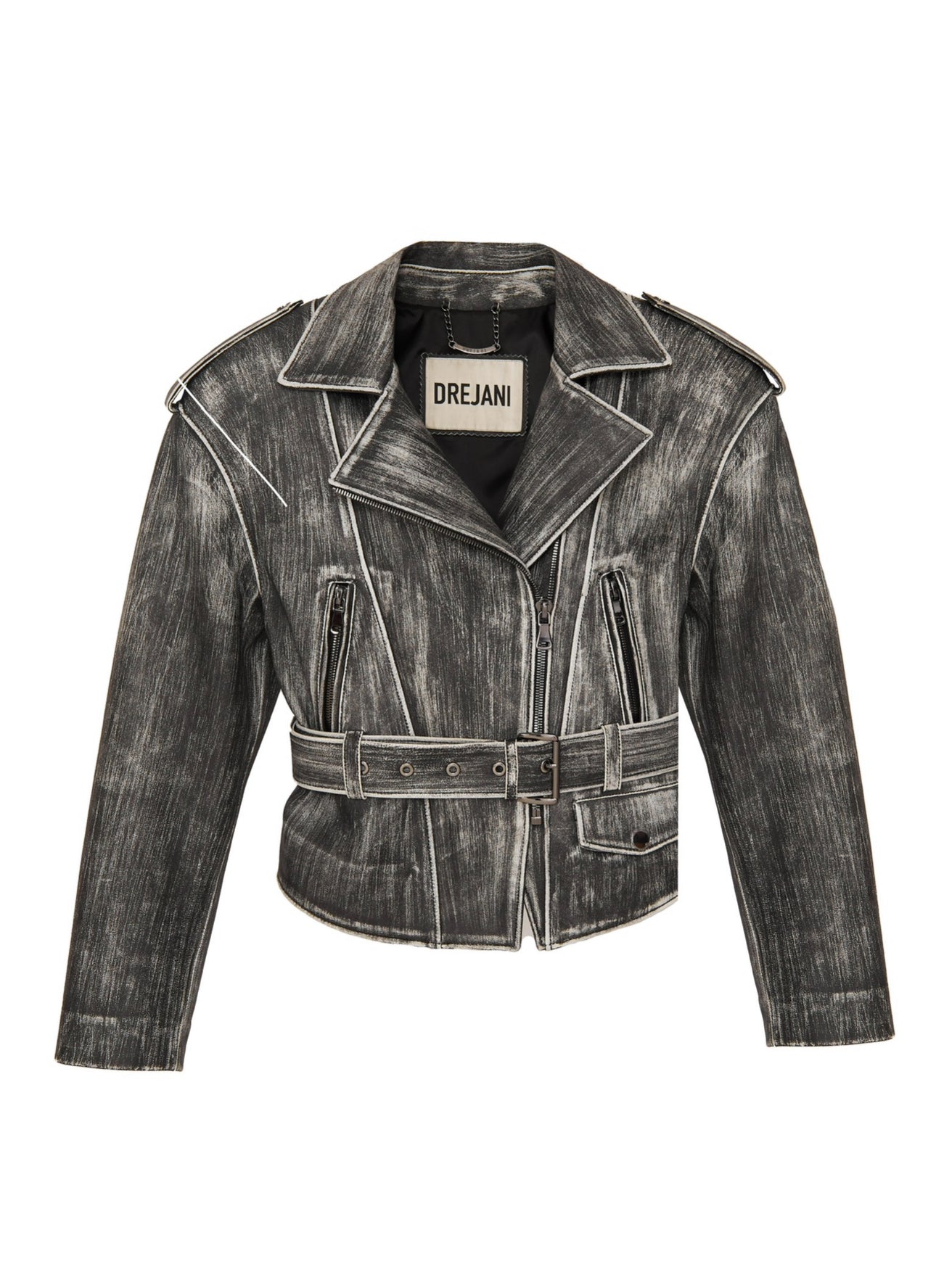 METALLIC BRUSH BIKER JACKET