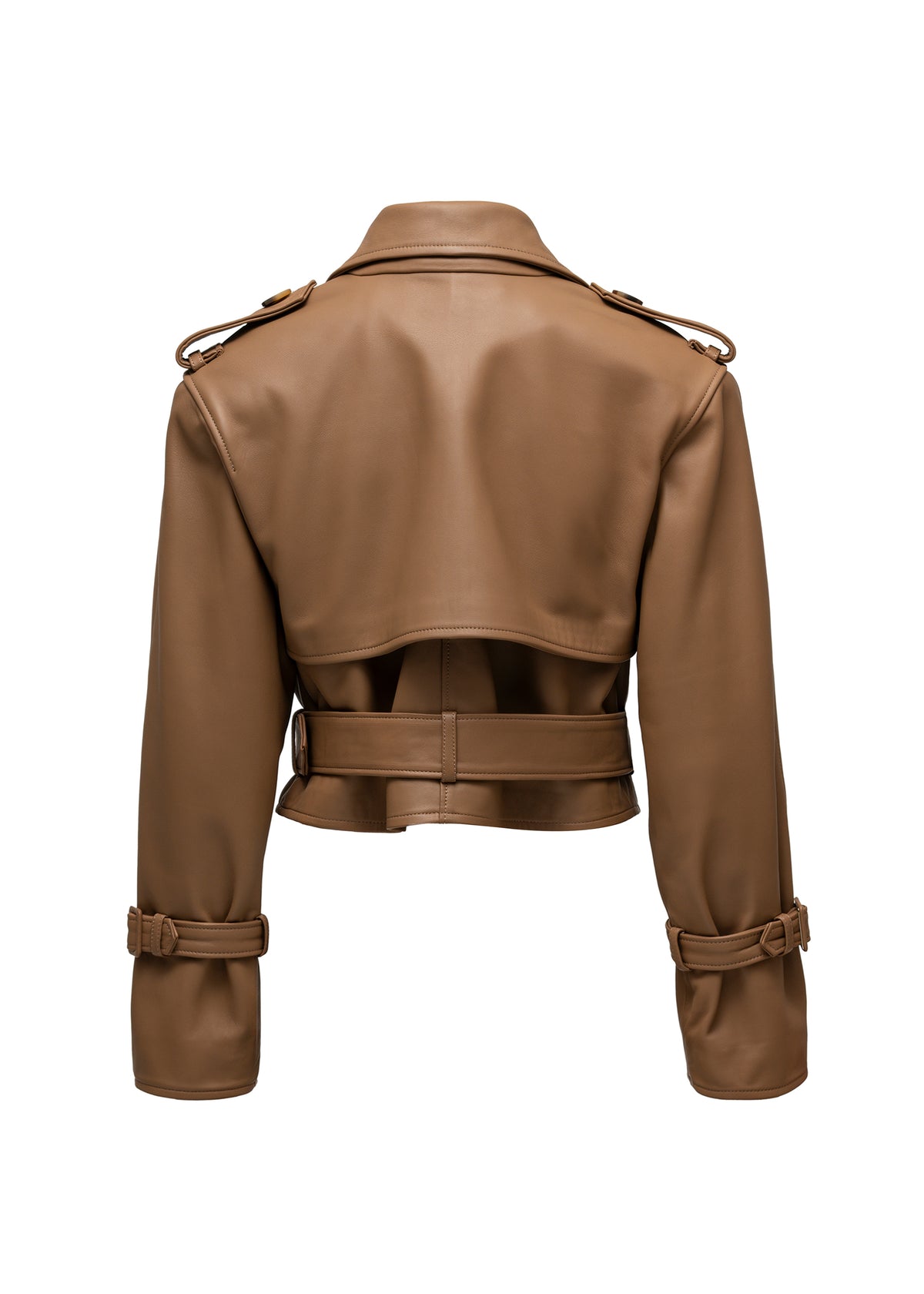 BUTTON LEATHER JACKET CAMEL